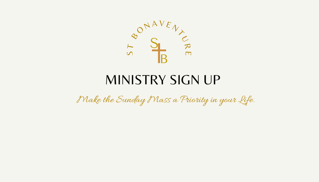 St. Bonaventure Parish — Ministry Sign Up banner